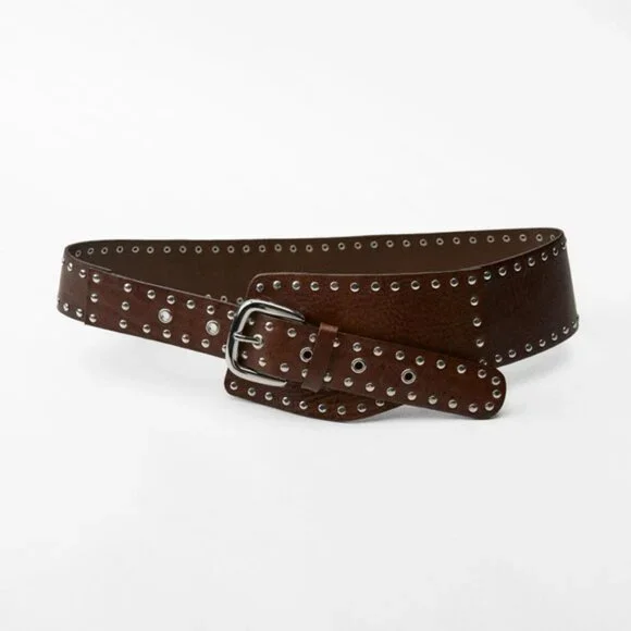 ZARA STUDDED LEATHER SASH BELT Women display picture 1